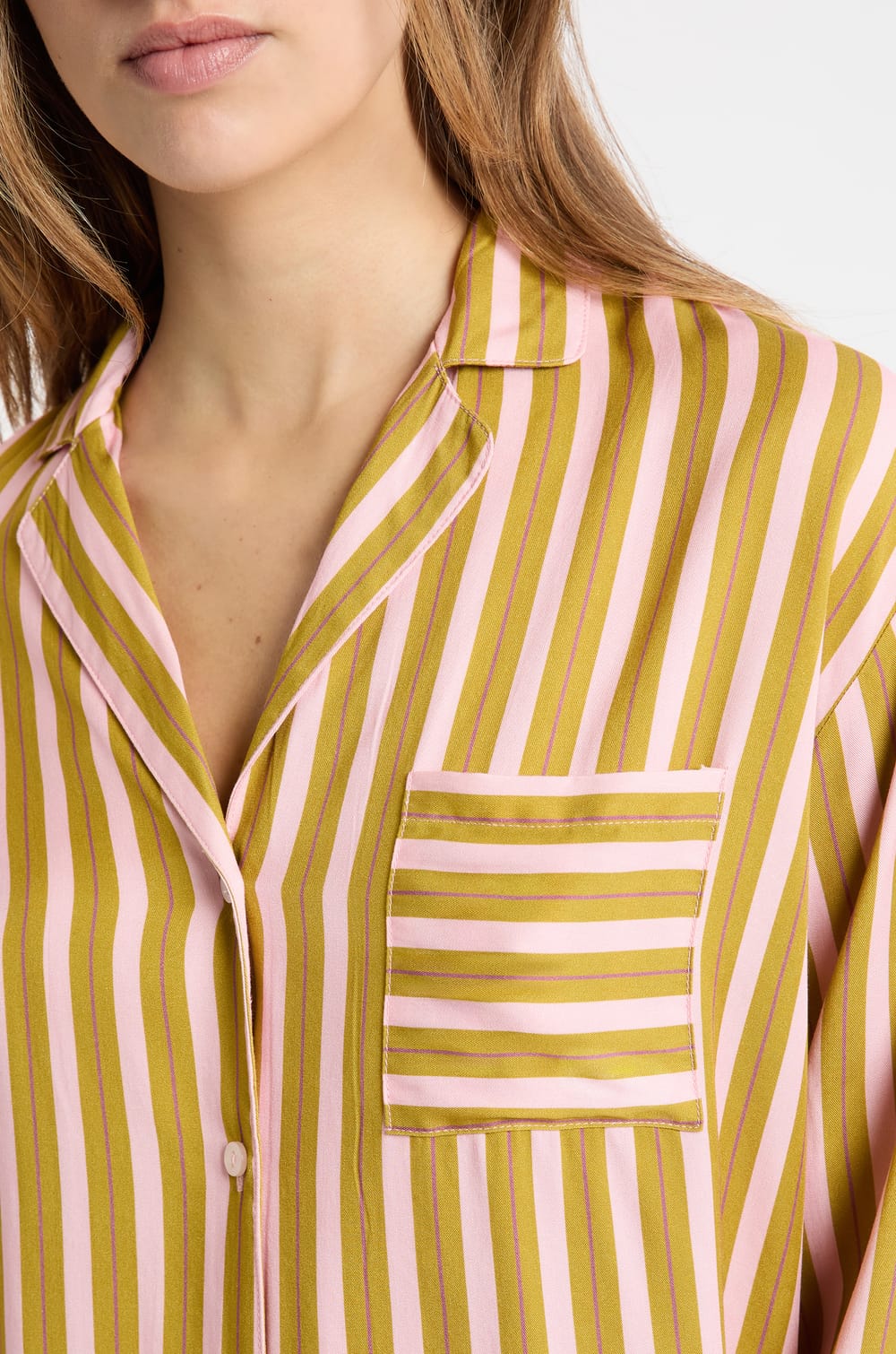 Camisa de pijama bicolor a rayas;${refinementColor}