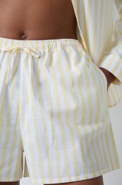 Cotton striped pyjama shorts;${refinementColor}