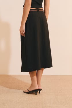 Jupe midi &agrave; fente;${refinementColor}