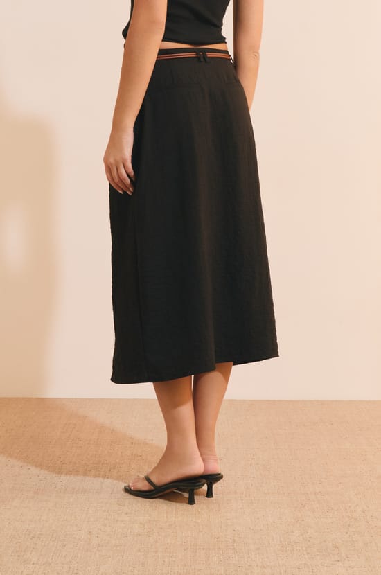 Jupe midi &agrave; fente;${refinementColor}
