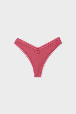 V-shape Tanga in Microfibre and Lace;${refinementColor}