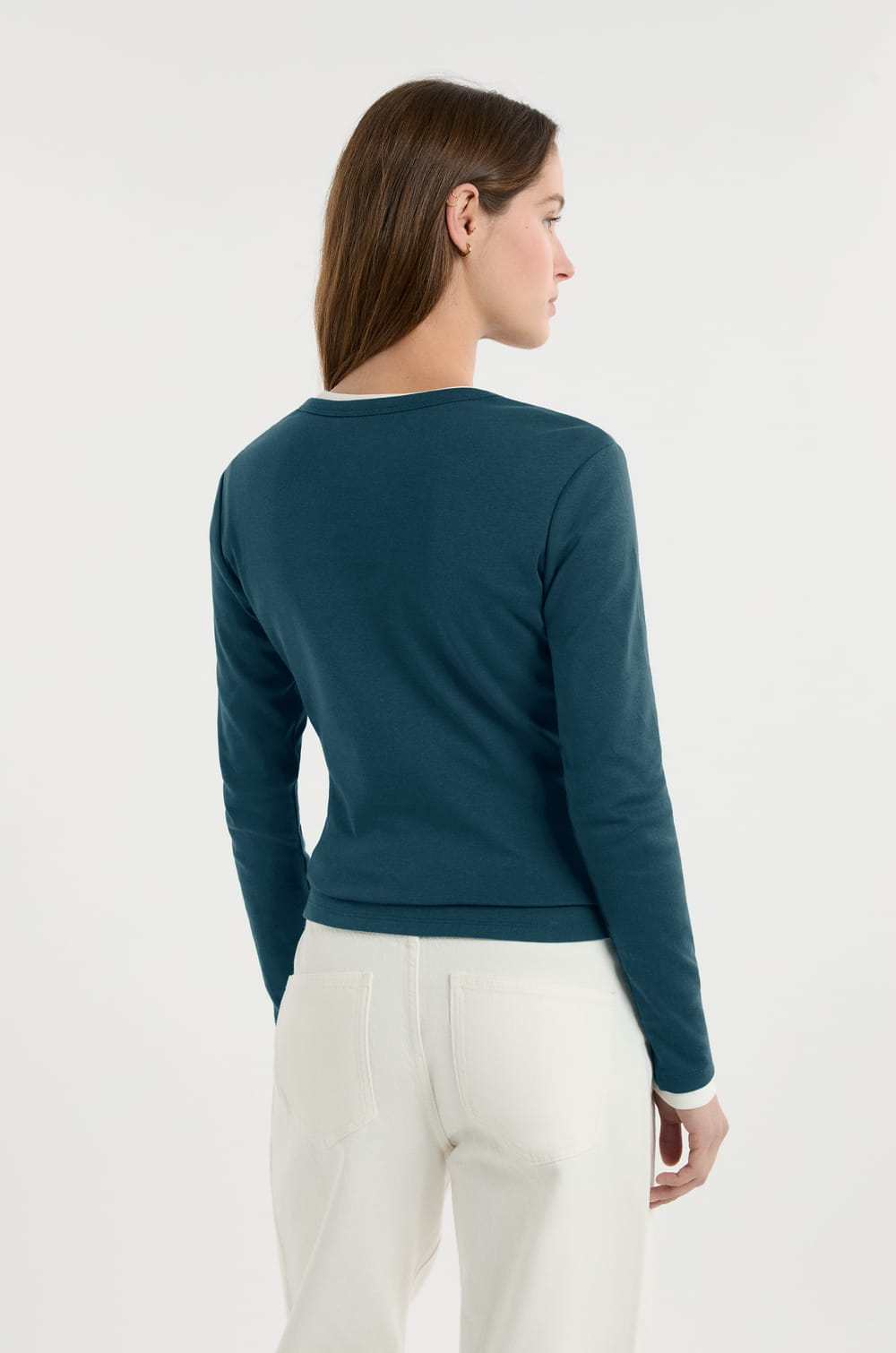 Camiseta abotonada de manga larga de algod&oacute;n;${refinementColor}