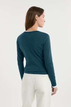 Camiseta abotonada de manga larga de algod&oacute;n;${refinementColor}