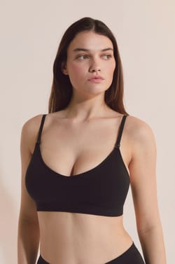 Maternity cotton bralette with nursing clips;${refinementColor}
