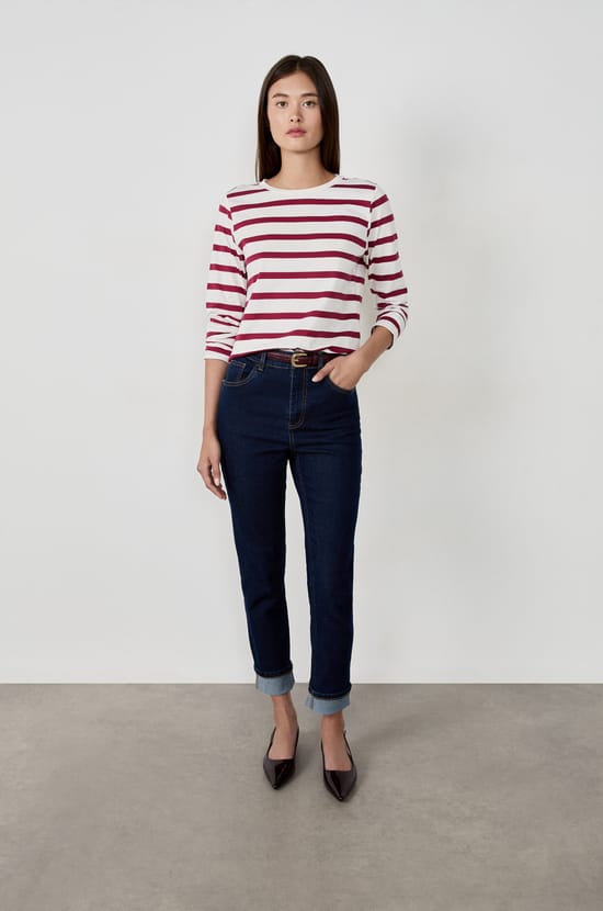 T-shirt manches longues à rayures;${refinementColor}