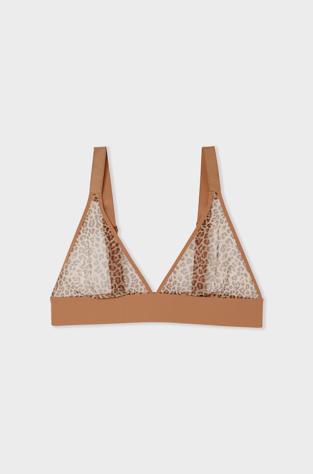 Wireless triangle bra leopard tulle;${refinementColor}