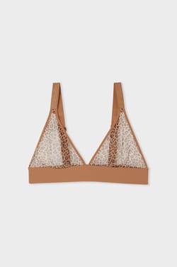 Wireless triangle bra leopard tulle;${refinementColor}