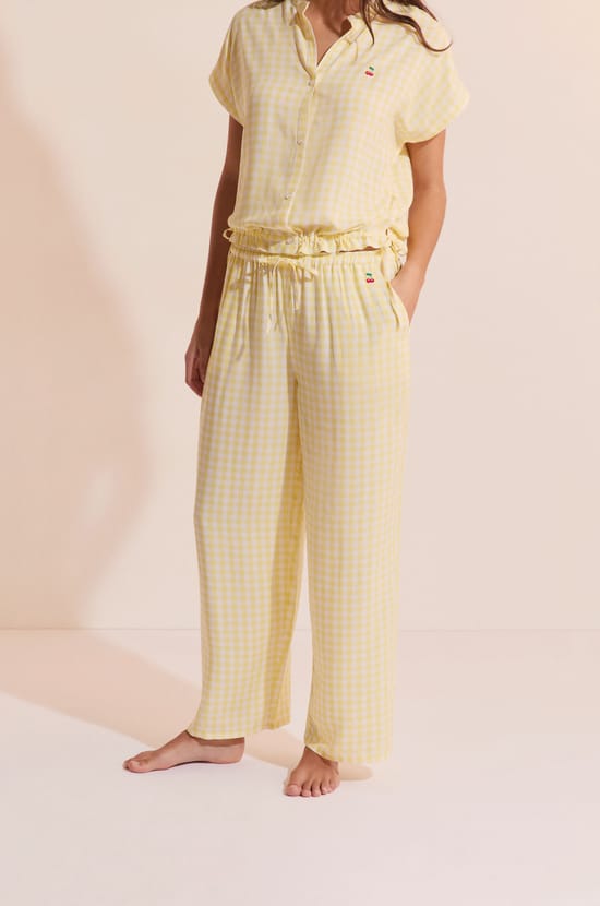 Pantalon vichy avec motif citron;${refinementColor}