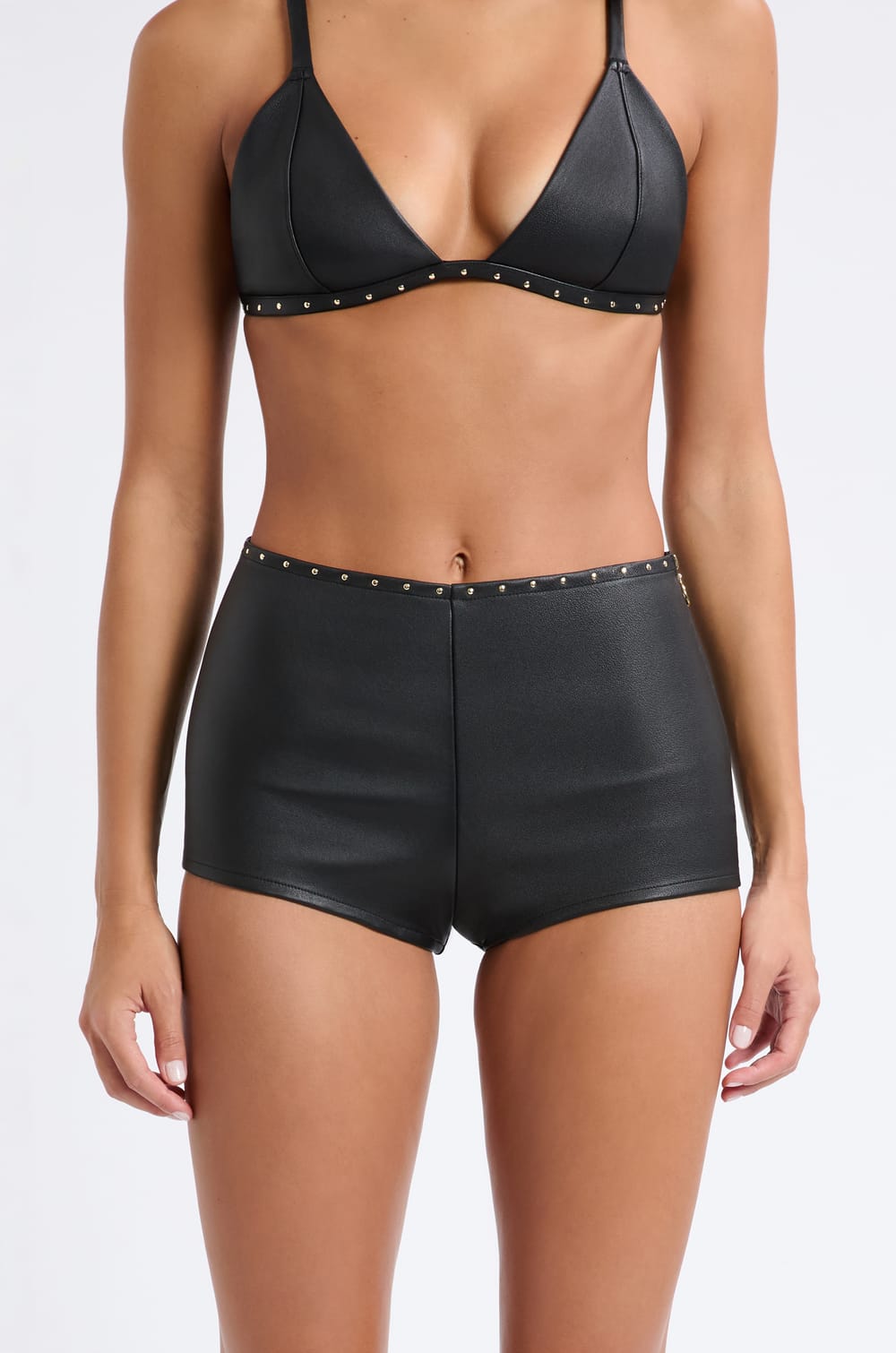 Leather Boyleg Shorts;${refinementColor}