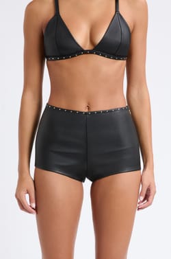 Leather Boyleg Shorts;${refinementColor}