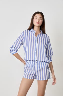 Short de pyjama en coton &agrave; rayures;${refinementColor}