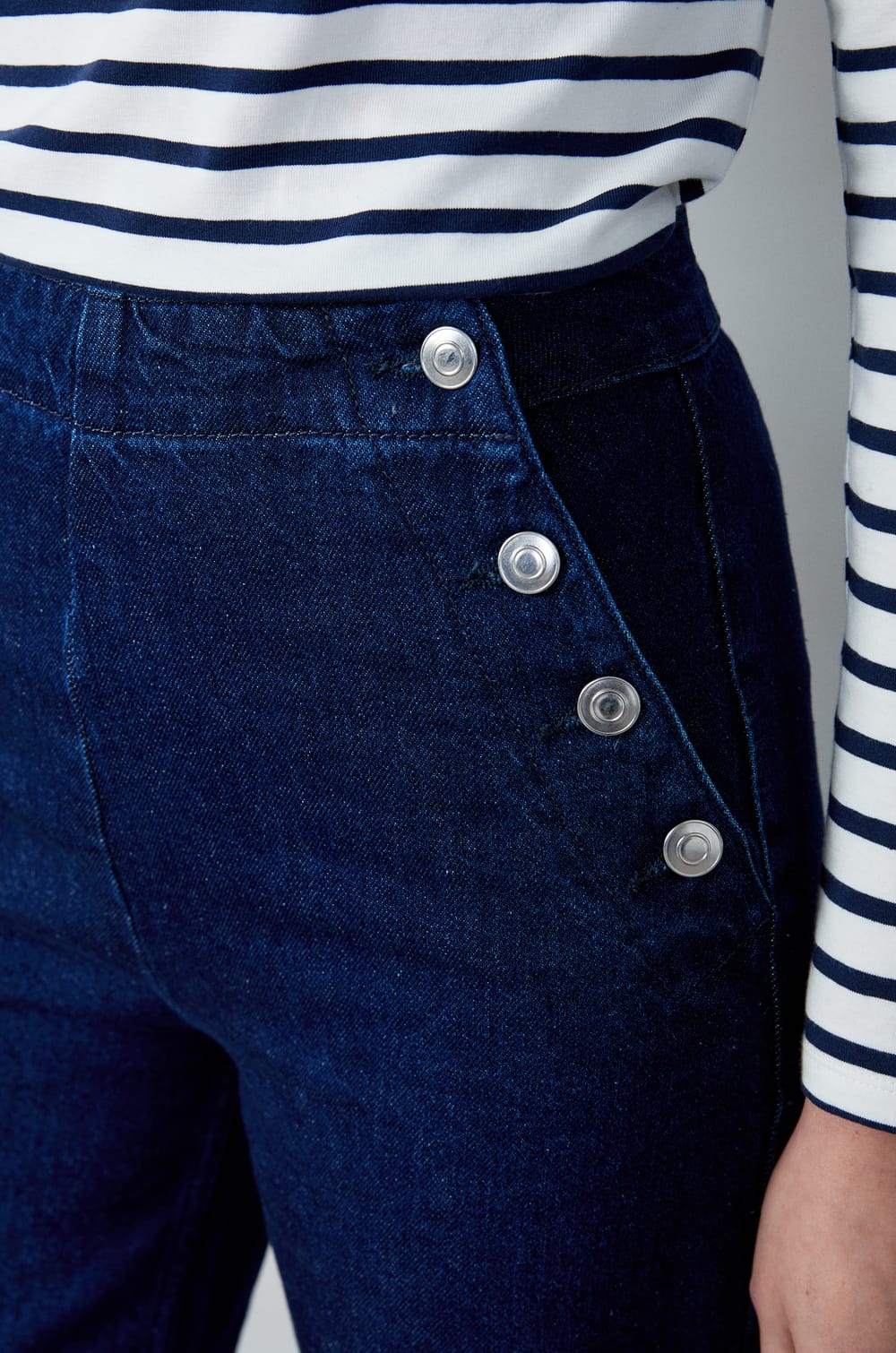 100% Cotton Flare Cut Jeans;${refinementColor}