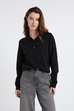 Pull col polo avec boutons dor&eacute;s;${refinementColor}