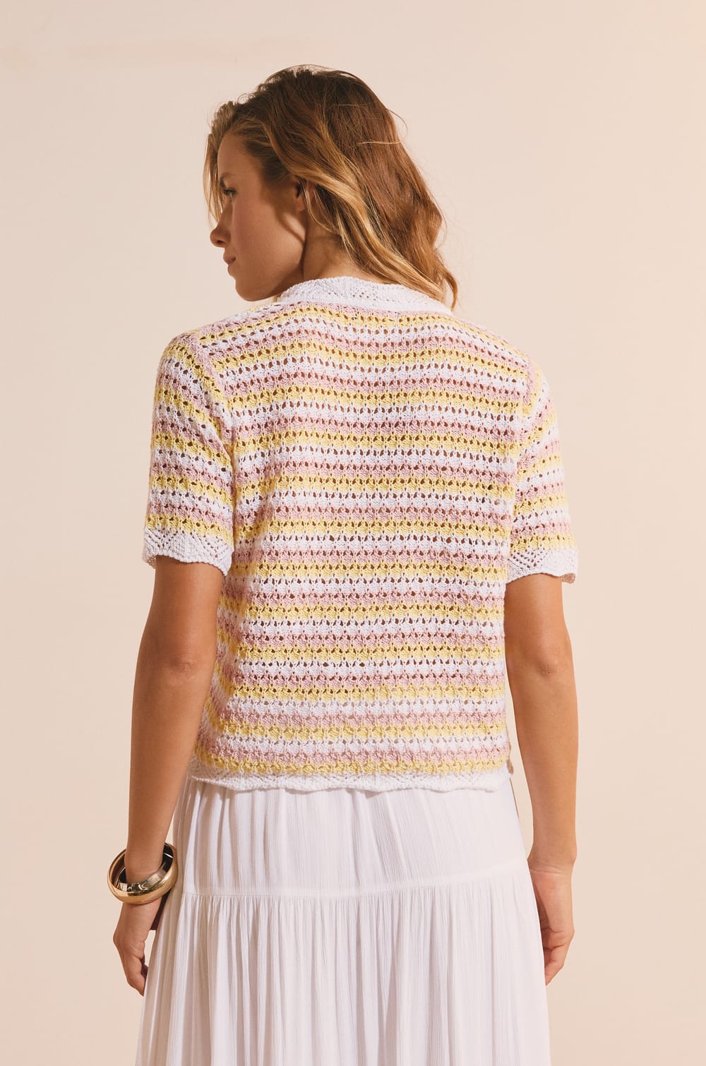 Cardigan manches courtes ouvert sur le devant;${refinementColor}