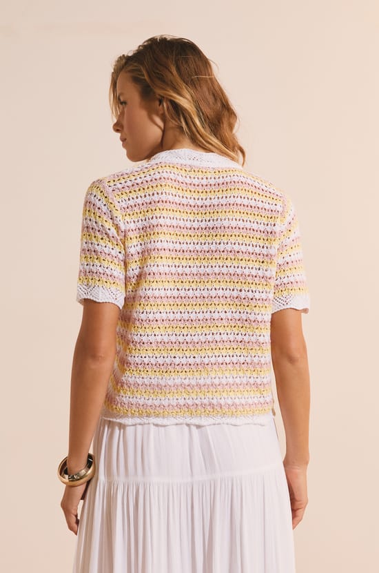 Cardigan manches courtes ouvert sur le devant;${refinementColor}