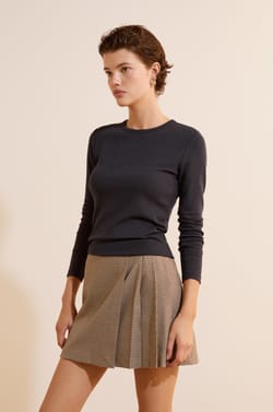 T-shirt &agrave; manches longues avec coton modal;${refinementColor}