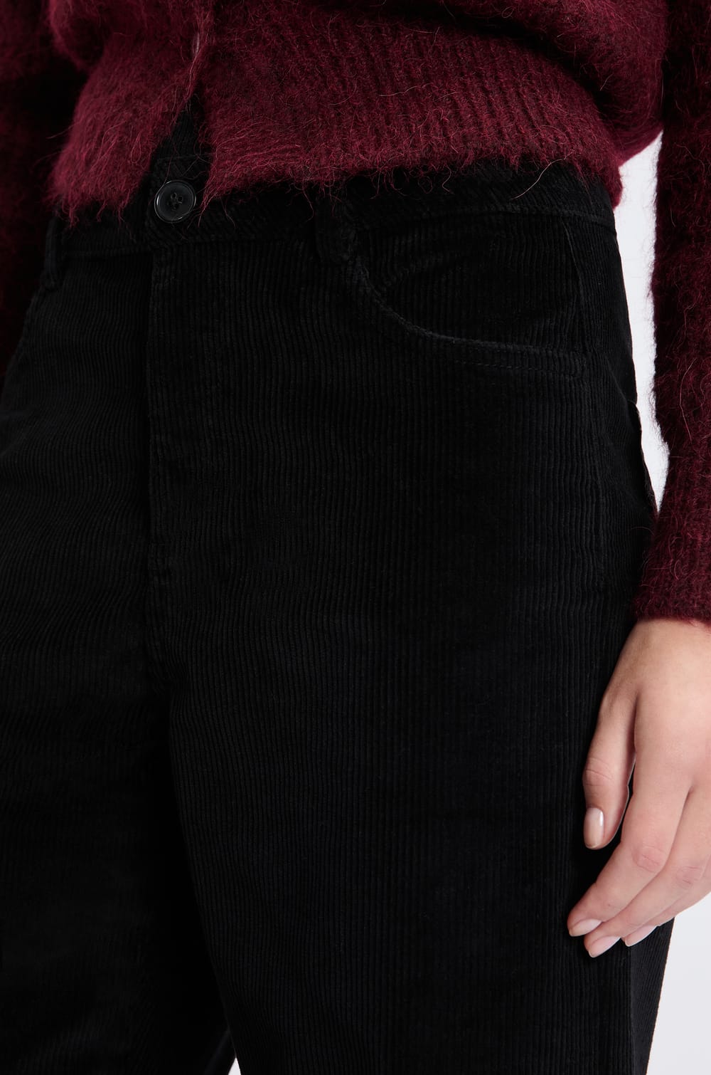 Pantalon droit en coton effet velours;${refinementColor}