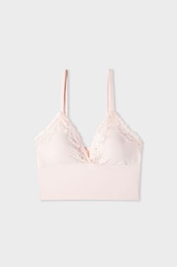 Triangle Bra in Microfibre and Lace;${refinementColor}