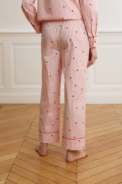 Pyjamabroek 7/8 met strepen en hartjes van katoen;${refinementColor}
