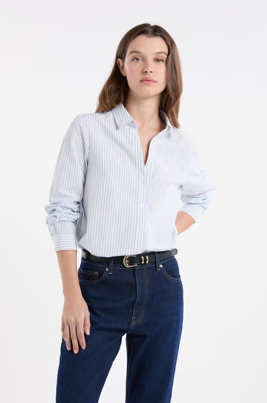 Chemise &agrave; rayures avec coton;${refinementColor}