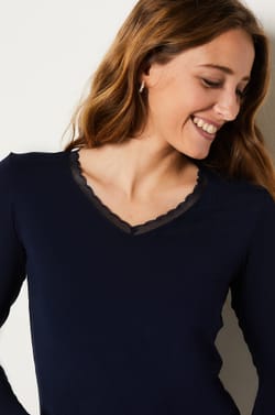 Long Sleeve Thermal Knit T-Shirt;${refinementColor}
