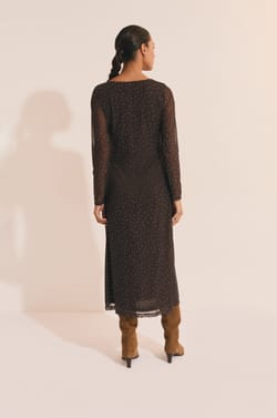 Long Dress in Satin Tulle;${refinementColor}