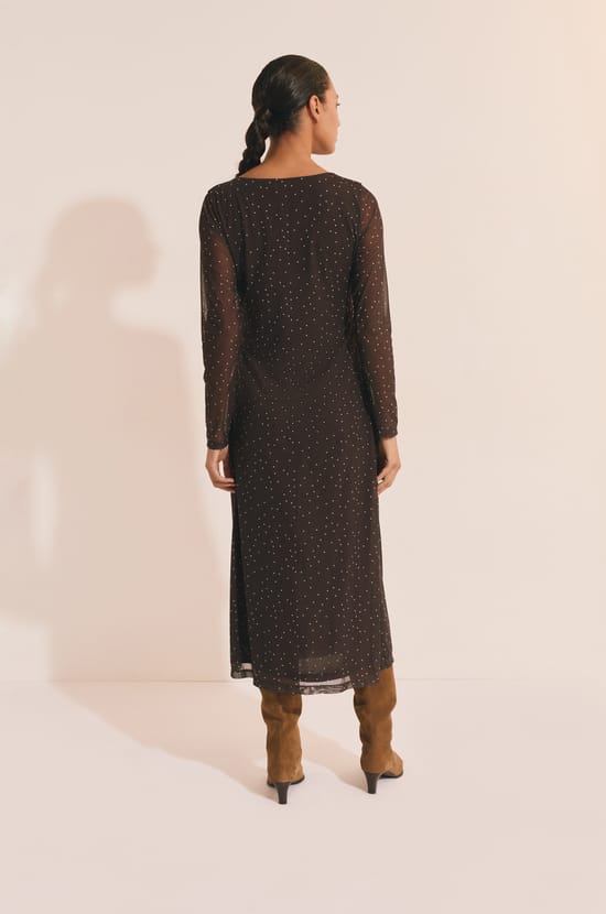 Long Dress in Satin Tulle;${refinementColor}