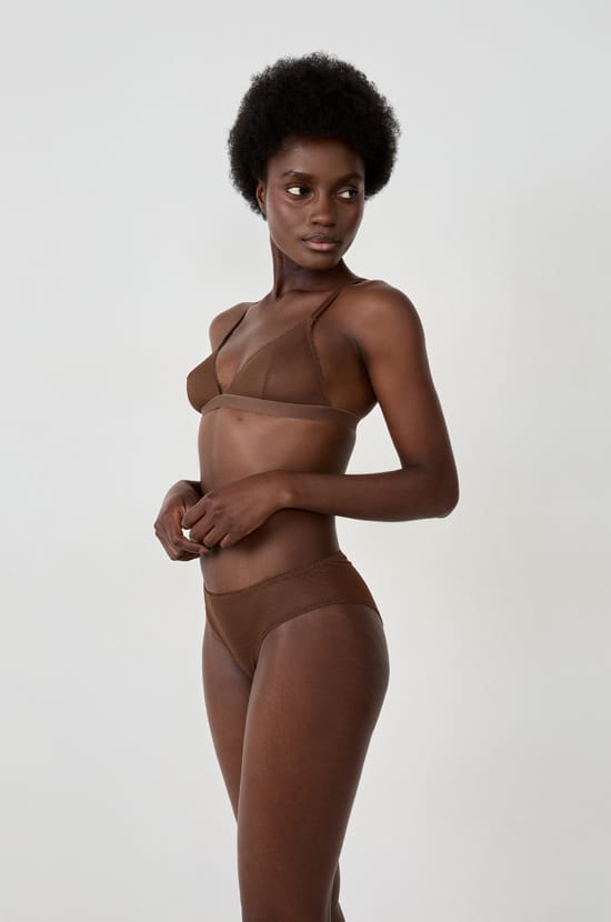 Wireless Triangle Bra in Tulle;${refinementColor}