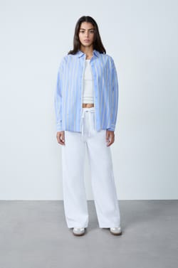 Chemise manches longues à rayures;${refinementColor}