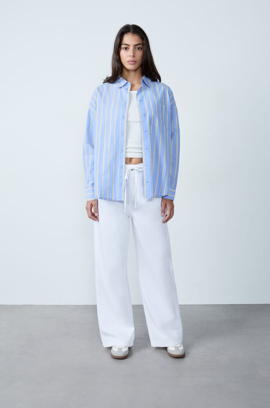 Chemise manches longues à rayures;${refinementColor}