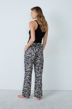 Cotton Pajama Pants With Zebra Print;${refinementColor}