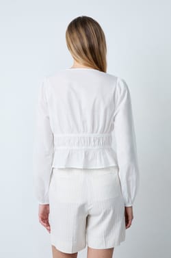Katoenen top met lange mouwen en strikjes;${refinementColor}