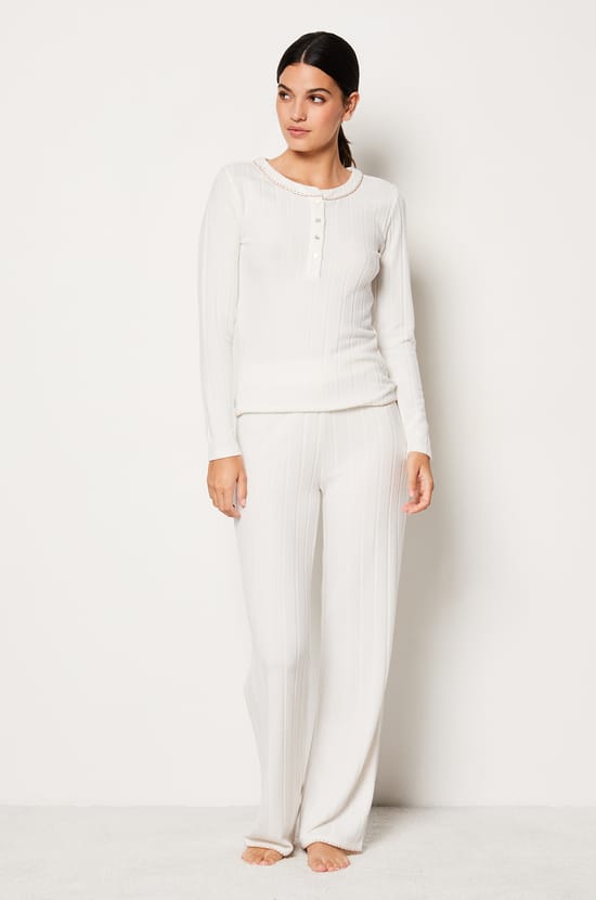 Pantalon de pyjama côtelé droit;${refinementColor}