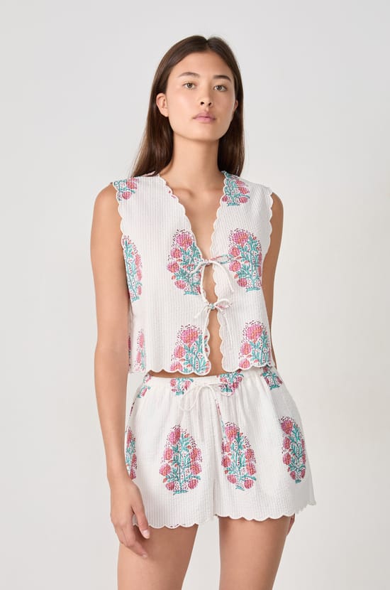 Cotton printed pyjama top;${refinementColor}