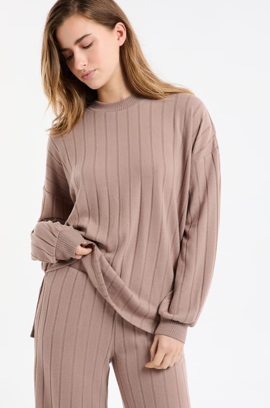 Sweatshirt de pyjama col rond;${refinementColor}