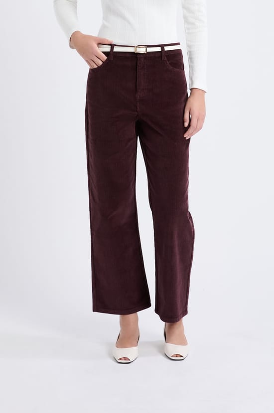 Pantalon droit en coton effet velours;${refinementColor}
