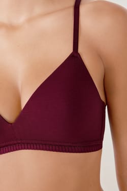 Soutien-gorge triangle sans armatures coques fines en coton;${refinementColor}