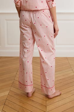 Striped And Heart-Patterned Cotton Pajama Pants;${refinementColor}