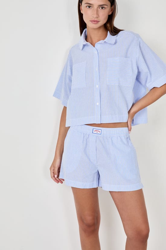 Striped Pyjama Shorts;${refinementColor}