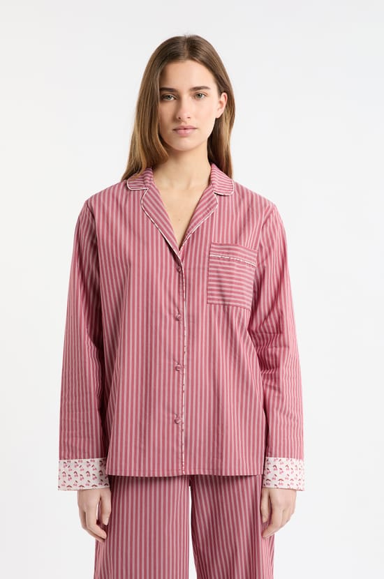 Gestreept katoenen pyjamahemd met &ldquo;cocktail&rdquo;-details;${refinementColor}