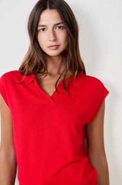 Pull polo sans manches;${refinementColor}