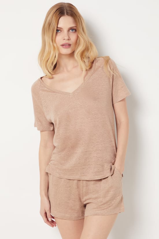 Shorts 100% Linen;${refinementColor}