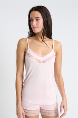 Lace Camisole with Thin Straps;${refinementColor}