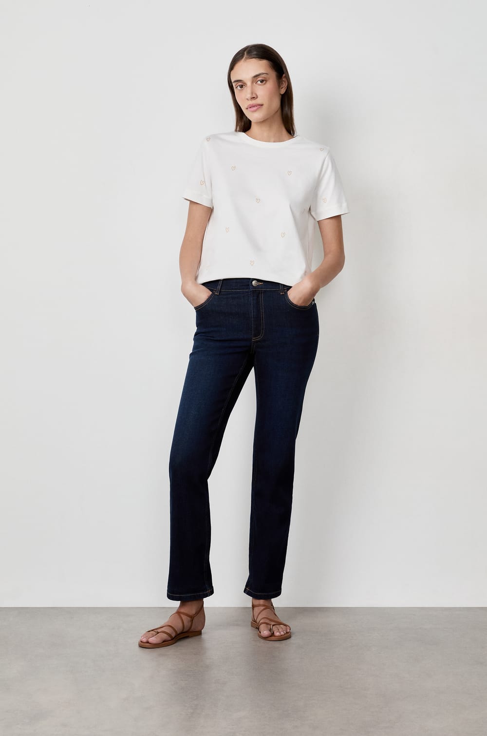 T-shirt manches courtes imprim&eacute; c&oelig;urs en coton;${refinementColor}