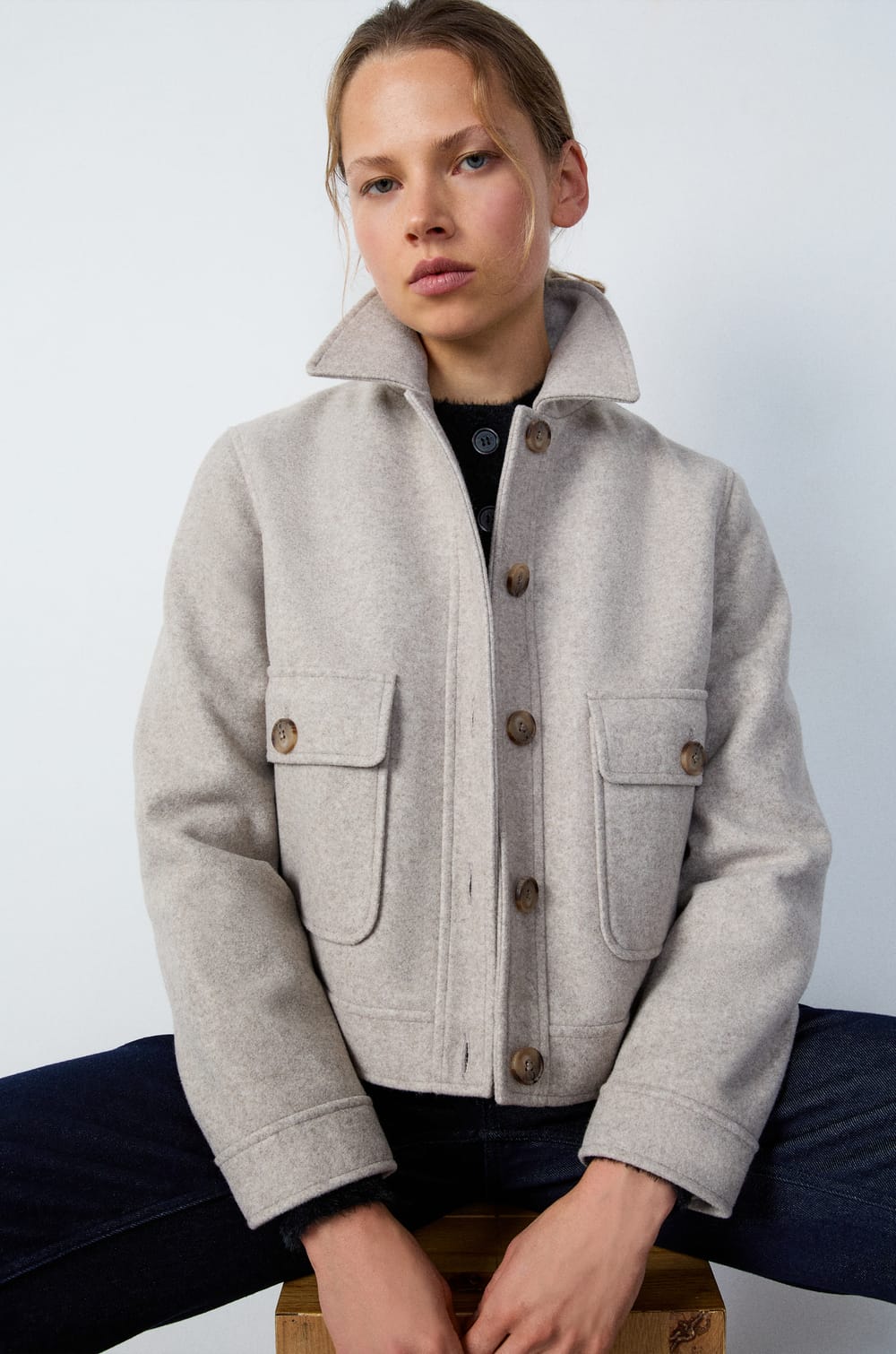 Short Jacket with Pockets;${refinementColor}