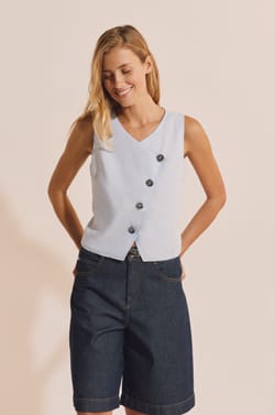 Top crois&eacute; en lin;${refinementColor}