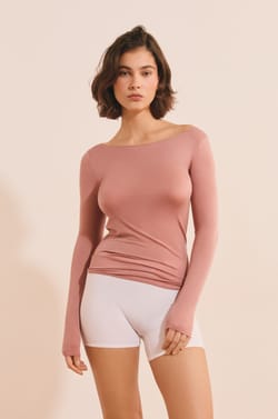 T-shirt thermique col bateau avec cachemire;${refinementColor}