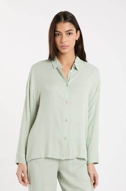 Chemise de pyjama manches longues satin&eacute;e;${refinementColor}