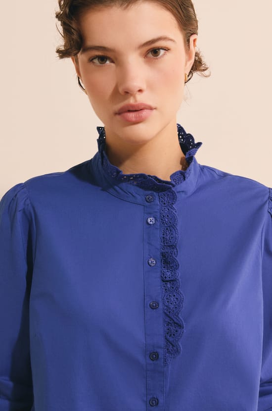 Chemise en coton avec broderie anglaise;${refinementColor}