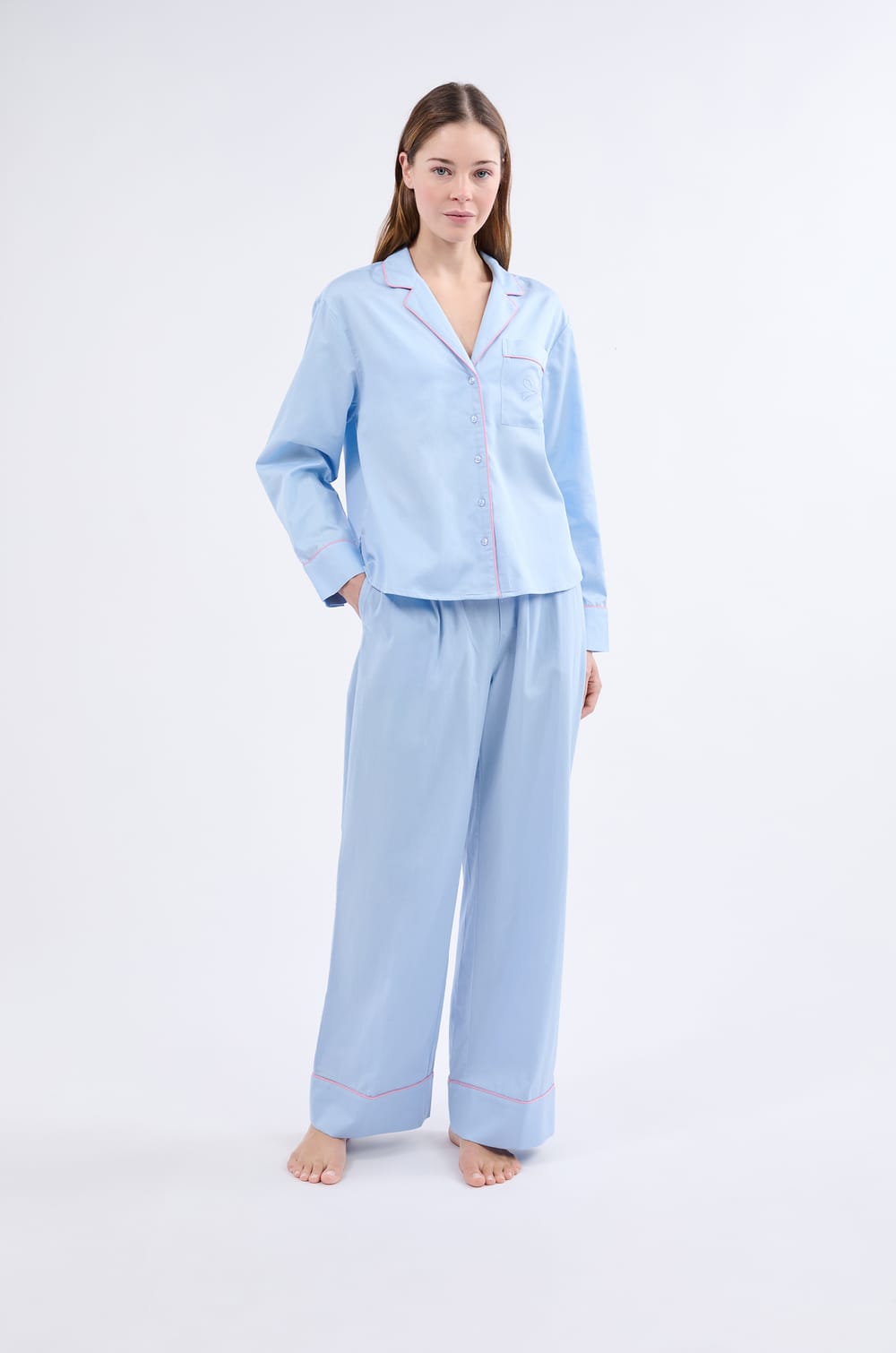 Chemise de pyjama à manches longues en coton;${refinementColor}